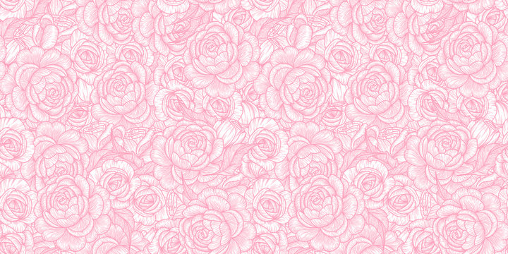 Seamless pattern with roses. Romantic background. Texture for the fabric. © Alwih