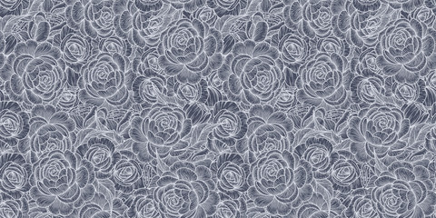 Seamless pattern with roses. Romantic background. Texture for the fabric.