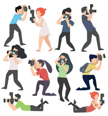 photographer Different poses vector set