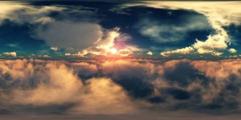 Panorama of clouds, HDRI, environment map , Round panorama, spherical panorama, equidistant projection, panorama 360, Beautiful cloudy landscape,sky above the clouds