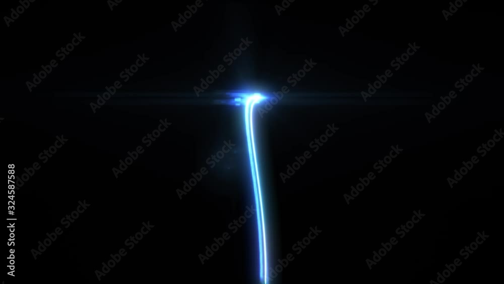 Poster light streak particle with lens flare fx loop/ 4k animation of an abstract light stroke with optical
