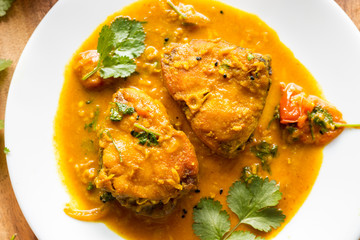 delicious indian fish curry is ready to serve