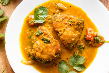 delicious indian fish curry is ready to serve