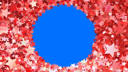 Glitter Star Spangle Frame 3D illustration background.