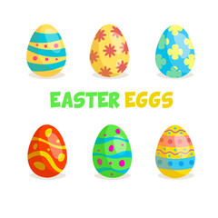 Vector illustration - easter eggs set. Six colorfull eggs