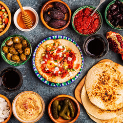 Traditional dishes of Israeli and Middle Eastern cuisine