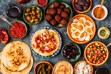 Traditional dishes of Israeli and Middle Eastern cuisine