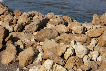 hard rocks on the beach