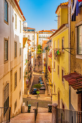 Fototapeta na wymiar Narrow, authentic street of Lisbon, Portugal