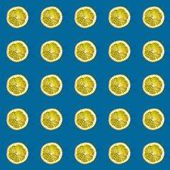 yellow lemon pattern on a blue background