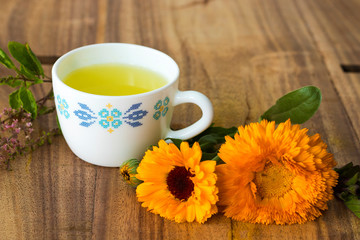 health green tea with well decorated background