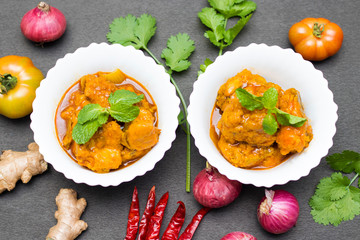 delicious Indian chicken curry is ready to serve