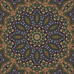 Abstract seamless folk ethno pattern mandala round