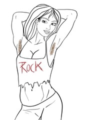 Illustration of a girl posing with her arms up