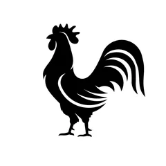 Foto op Plexiglas Rooster silhouette vector. Chicken cock silhouette,vector images isolated on white background, poultry chickens roosters,flat vector Farm Animal illustration © krustovin