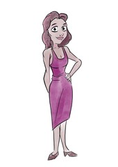 woman in a dress drawing