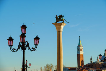 Fototapeta na wymiar Venice, ITALY – FEBRUARY 6, 2020: the lion, the symbol of Venice