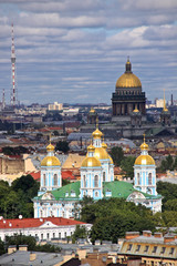 Fototapeta na wymiar View of St. Isaac's and Nicolas Cathedrals. St. Petersburg
