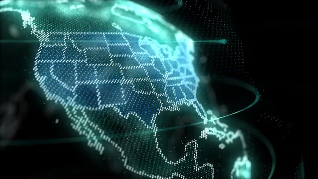 US Map Hologram Effect, United States, America, Digital global map