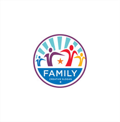 Family Logo Illustration . People group family hug logo design graphic. Abstract family logo template . social People Group Logo Teamwork Design