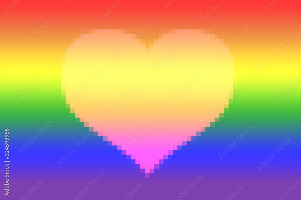 Canvas Prints mosaic heart on fancy background, abstract art rainbow pattern.