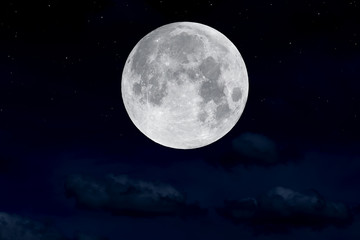 Fototapeta na wymiar Full moon in the night sky.