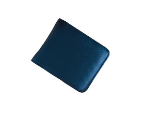 black leather wallet isolated on white background clipping path with copy space for text design product brand. business financial and saving concept.