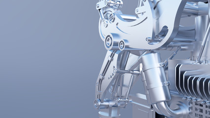 chrome mechanism closeup with copy space