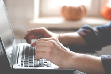 Businessman working on Desk at home office business