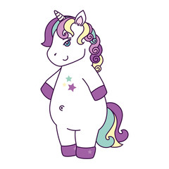cute unicorn fantasy with stars decoration vector illustration design