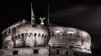 rome castel sant angelo black and white
