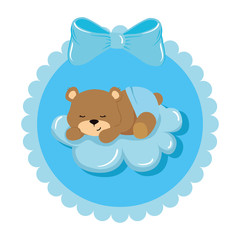 cute teddy bear female in lace frame vector illustration design