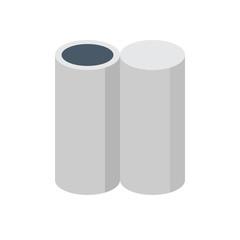 Steel or iron pipe product icon. Round profile shape. That alloy of iron from steel production industry and metallurgy used as structure in engineering construction and pipeline for water, oil and gas