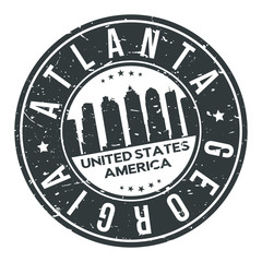 Atlanta Georgia USA Stamp. Logo Icon Symbol Design Skyline City.