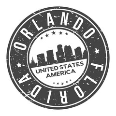 Orlando Florida USA Stamp. Logo Icon Symbol Design Skyline City.