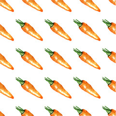 watercolor illustration. Hand painted. Seamless carrot pattern.
