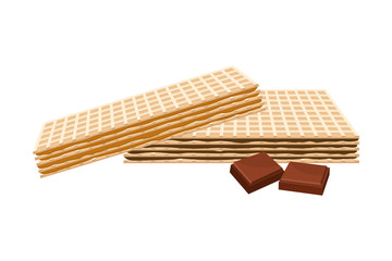 Rectangular Chocolate Wafers with Textured Surface Vector Illustration