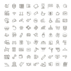 Hotel services concept illustration. Thin line vector icons