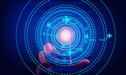 Simulation screen showing various flights for transportation and passengers.