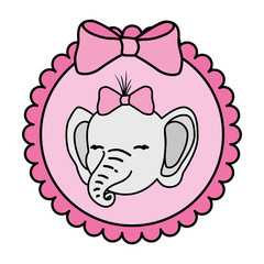 face of cute elephant female in lace frame vector illustration design