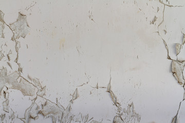 Close up detail pattern of decay textured from dark white coloring on the outdoor old concete wall background.