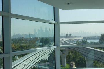 Dubai monorail station, looking at the city downtown