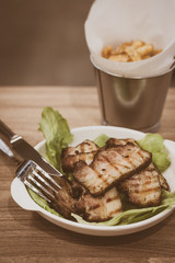 Home Cured Bacon Thicks Thick cut belly strips that has been cured for days, smoked and then grilled