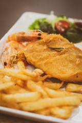 Fish and Shrimps Snapper battered and fried, served with tartar sauce