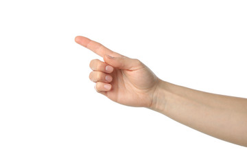 Female hand isolated on white background. Gestures