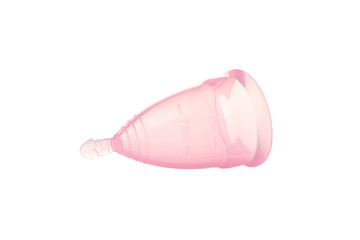 Menstrual cup isolated on white background, close up
