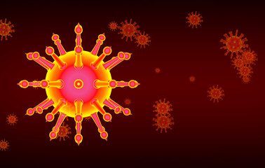 Dangerous Covid-19 corona virus sign symbol with flowing many cells as background.