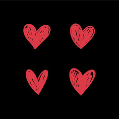 Heart doodles. Hand drawn hearts. Love symbol collection. D