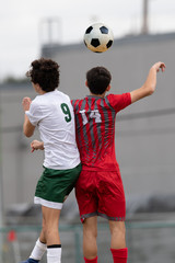 Boy Soccer Players making exciting plays during a soccer game