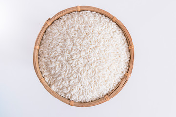 Top view of sticky rice Thai traditional agriculture in the north and northeast of Thailand isolated background with clipping path. 